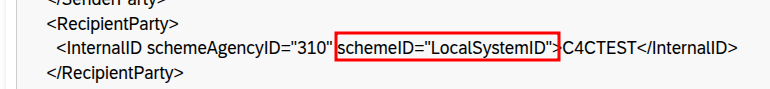 RecipientParty schemeid="LocalSystemID"