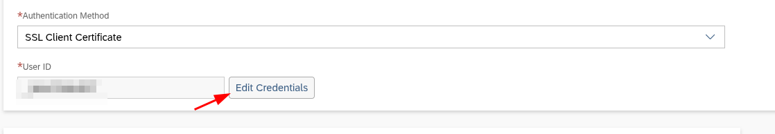 Edit Credentials button in the C4C Communication Arrangement
