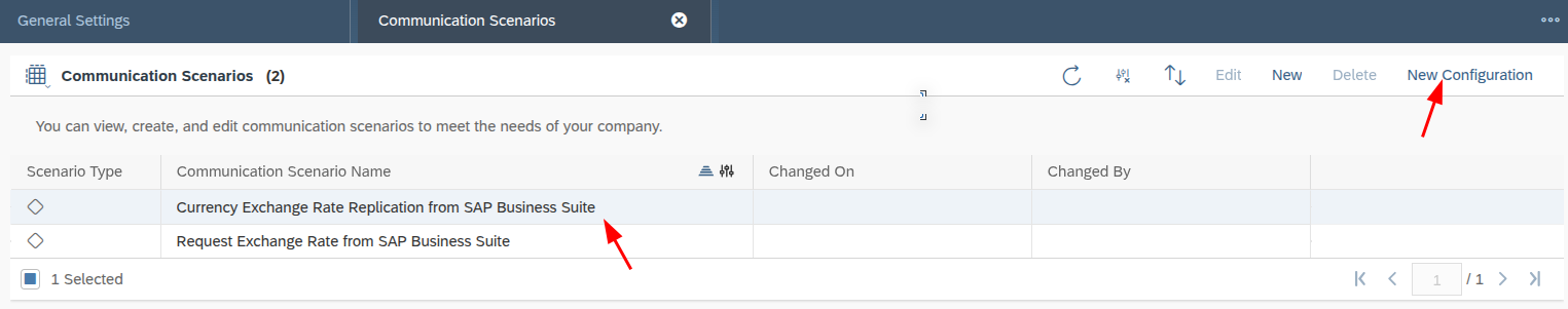 New Configuration for scenario