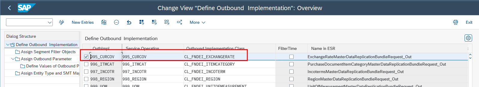 customizing for outbound implementation